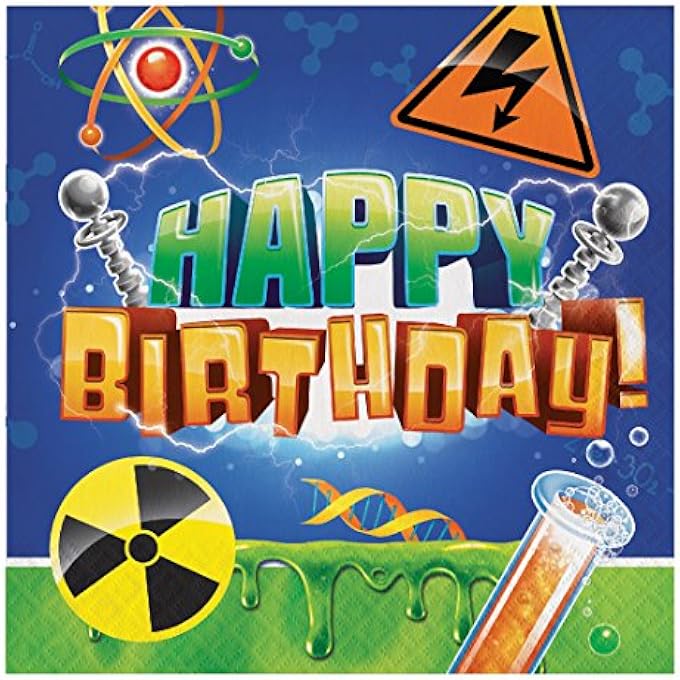 MAD SCIENTIST HAPPY BIRTHDAY LUNCH NAPKINS PACK OF 16 - Image 1